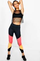 Boohoo Ciara Fit Colour Block Running Legging Coral