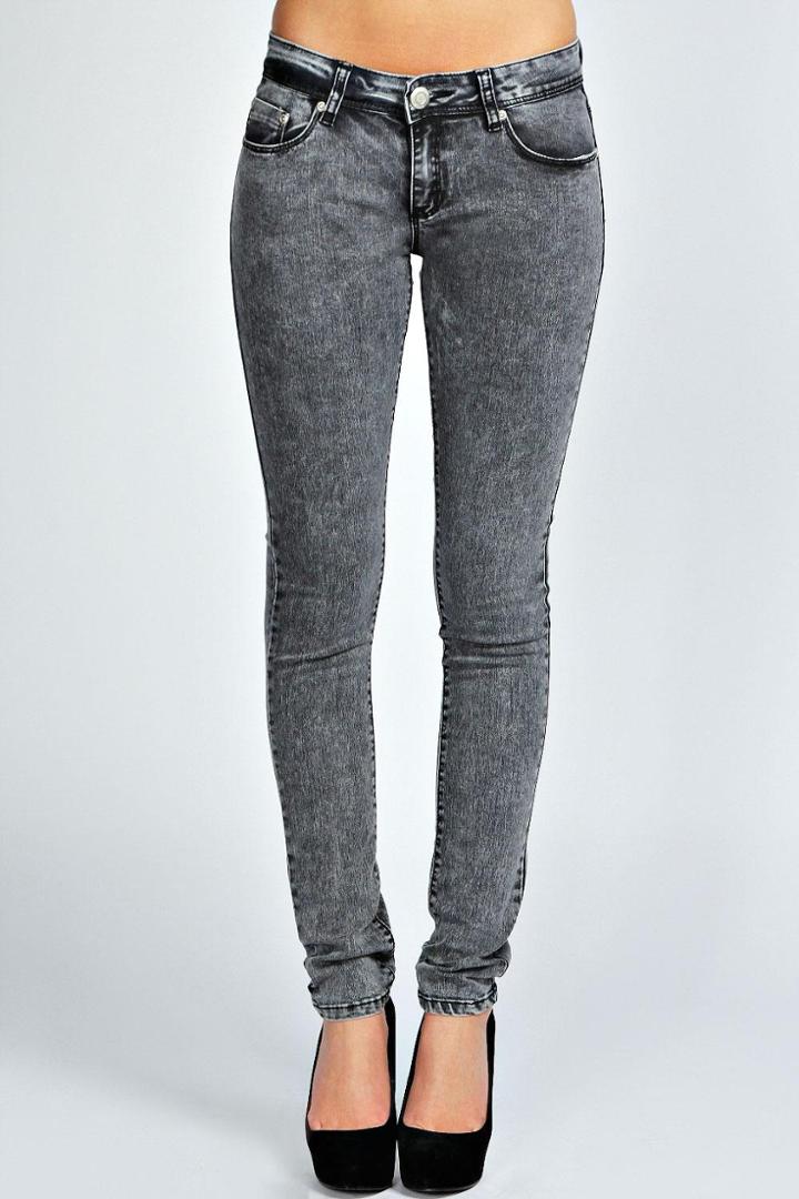 Boohoo Bekka Acid Wash Skinny Jeans - Grey