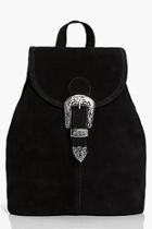 Boohoo Poppy Boutique Suede Buckle Detail Backpack