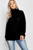 Boohoo Plus Roll Neck Oversized Cable Knit Jumper