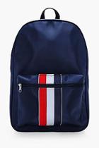 Boohoo Navy Nylon Contrast Stripe Backpack