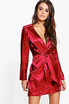 Boohoo Danielle Satin Twist Detail Bodycon Dress