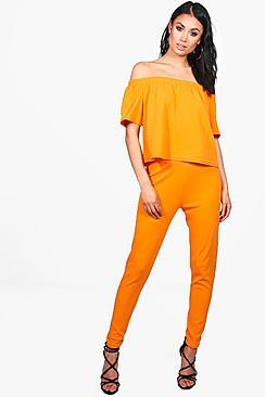 Boohoo Niamh Off Shoulder Crop + Skinny Trouser