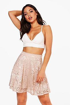 Boohoo Lydia Basic Lace Skater Mini Skirt