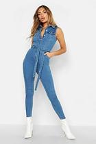Boohoo Denim Sleeveless Jumpsuit