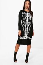 Boohoo Ella Halloween Mermaid Skeleton Midi Dress