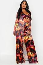 Boohoo Tropical Print Satin Duster