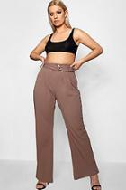 Boohoo Plus Natalia Buckle Detail Wide Leg Trouser