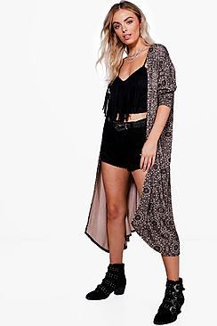 Boohoo Stephanie Maxi Printed Jersey Kimono