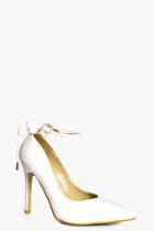 Boohoo Olivia Wrap Ankle Pointed Court Heels White