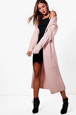 Boohoo Amy Longline Pocket Front Cardigan