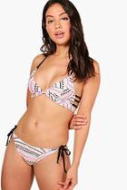 Boohoo Sorrento Neon Aztec Strappy Back Bikini