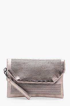 Boohoo Kelly Pin Stud Envelope Clutch
