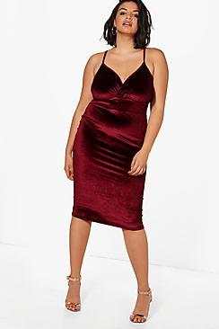 Boohoo Plus Eve Velvet Midi Dress