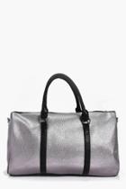 Boohoo Keira Metallic Contrast Weekend Gym Bag Pewter