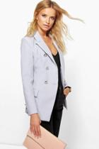 Boohoo Natasha Button Detail Structured Blazer Grey