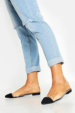 Boohoo Pointed Toe Clear Ballet Flats
