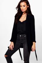 Boohoo Louise Crinkle Textured Kimono Black