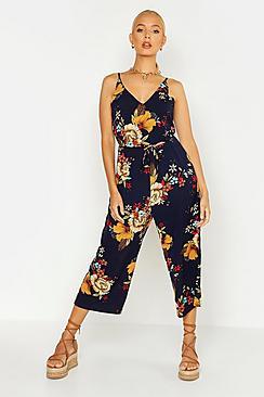 Boohoo Multi Floral Culotte Jumpsuit