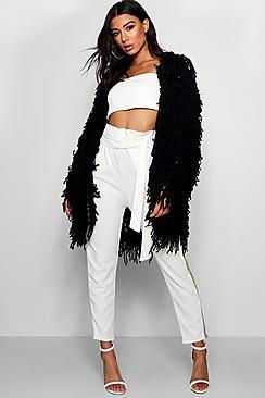 Boohoo Zendaya Longline Shaggy Knitted Cardigan