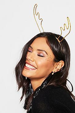 Boohoo Glitter Antlers Metal Headband