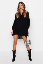 Boohoo Dobby Chiffon Blouson Sleeve Dress