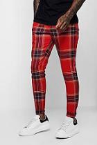 Boohoo Tartan Cropped Trouser With Turn Up