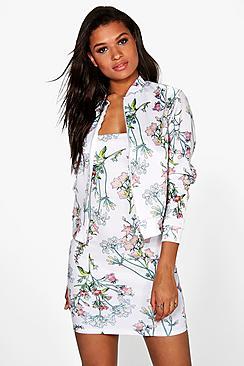 Boohoo Ava Floral Mini Dress & Bomber Co-ord Set