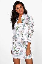 Boohoo Ava Floral Mini Dress & Bomber Co-ord Set