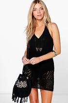 Boohoo Lola Halterneck Crochet Knit Mini Dress