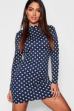 Boohoo Polka Dot Bodycon Dress