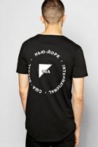 Boohoo Longline Scoop T Shirt With Slogan Black