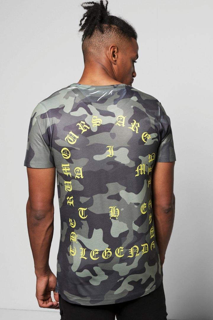 Boohoo Camo T-shirt With Back Print Yellow