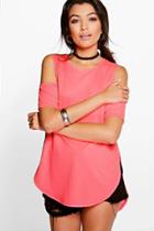 Boohoo Gracie Cold Shoulder Top Neon-pink