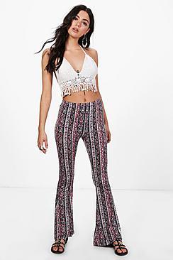 Boohoo Carly Printed Legging Flares
