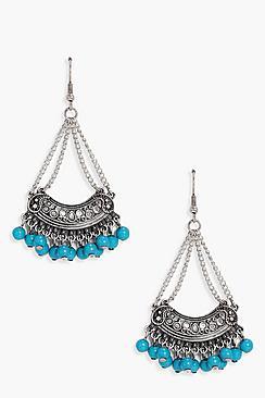 Boohoo Natalia Boho Turquoise Bead Earrings