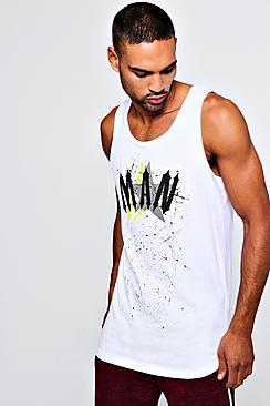 Boohoo Man Star Paint Splatter Longline Vest