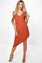 Boohoo Mia Asymmetric Belted Dress