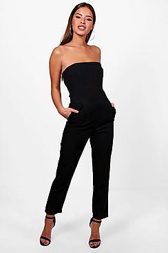Boohoo Petite Bandeau Tailored Jumpsuit