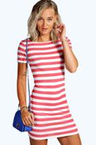 Boohoo Manny Striped Cap Sleeve Bodycon Dress Multi