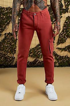 Boohoo Slim Fit Cargo Denim Jeans