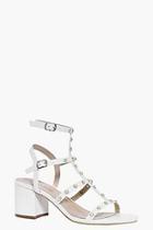 Boohoo Willow Pearl Trim Gladiator Block Heel