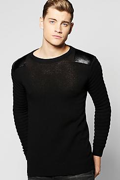 Boohoo Knitted Jumper With Biker Details