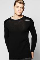 Boohoo Knitted Jumper With Biker Details