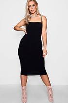 Boohoo Plus Esther Square Neck Ribbed Midi Dress