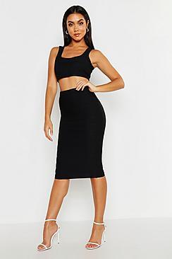 Boohoo Strappy Top & Bandage Midi Skirt Co-ord