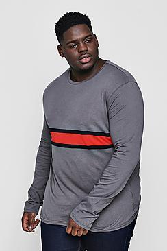 Boohoo Big And Tall Long Sleeve Colour Block Tee