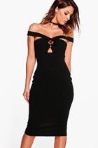 Boohoo Aja Strappy Ring Detail Midi Bodycon Dress