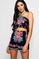 Boohoo Jen Scarf Print Halter And Skort Co-ord