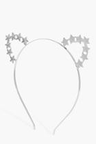 Boohoo Emilia Star Cat Ear Headband Silver